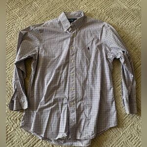 Ralph Lauren Men's Plaid Button-Down Shirt - Blue and White